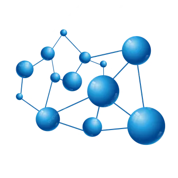a blue molecule on a white background