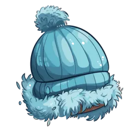 a blue beanie hat with fluffy fur on it