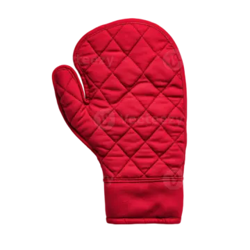 a red oven glove on a white background
