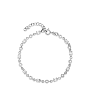 a silver bracelet with circles on it