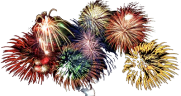 a bunch of colorful fireworks on a white background