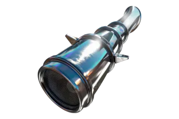 a close up of the exhaust system on a white background