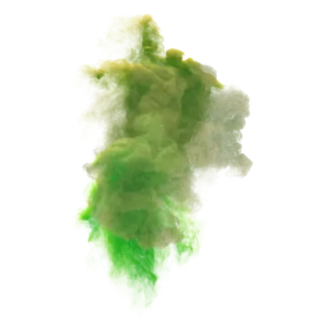 green smoke on white background