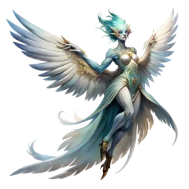 an illustration of a woman with wings