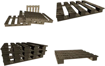 a bunch of wooden pallets on white background