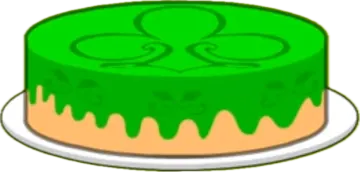 a green cake on a white plate