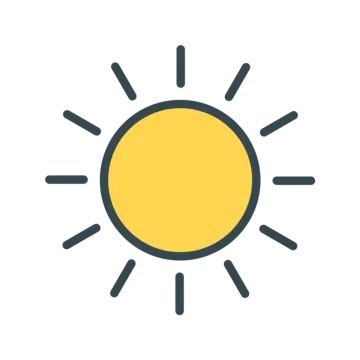 a yellow sun icon on white background