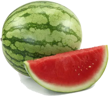a watermelon and a piece of watermelon on a white background