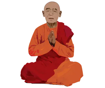 an image of a monk sitting on the ground
