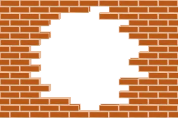 a brick wall with a hole in it