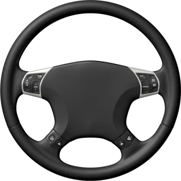 a steering wheel on a white background