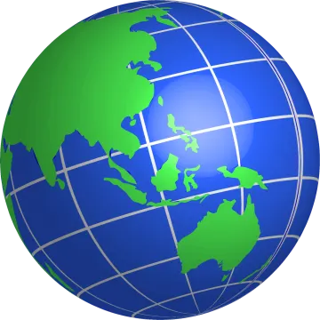 a blue and green globe on a white background
