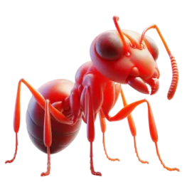 a red ant ant is standing on its hind