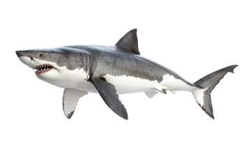 a great white shark with its mouth open