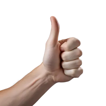 a person's hand giving a thumbs sign