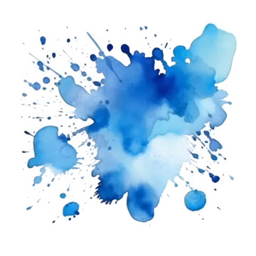 a blue watercolor stain on a white background