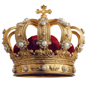 a gold crown with pearls and diamonds