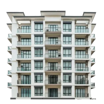 a tall white building