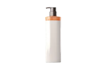 a white bottle with orange liquid in it