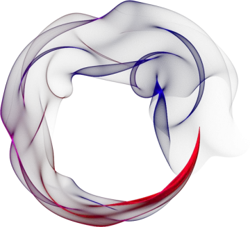 a white circle with red and blue lines