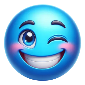 a blue smiley face with an open mouth