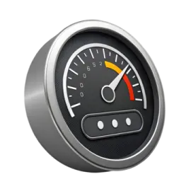 a speedometer on a white background