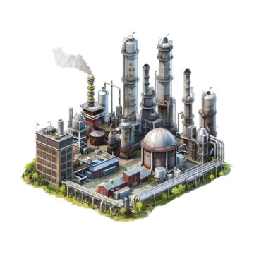 an industrial plant with smoke coming out of it