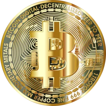 a golden bit coin with the word bit on it