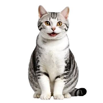 a gray and white cat sitting on the floor