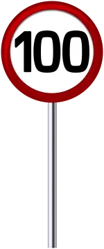 a road sign with the number 100 on it