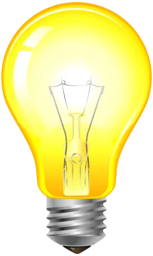 a yellow light bulb on a white background