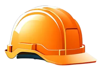 an orange hard hat on a white background
