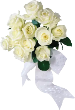 a bouquet of white roses in a vase