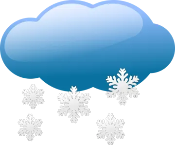 a blue cloud with snow flakes