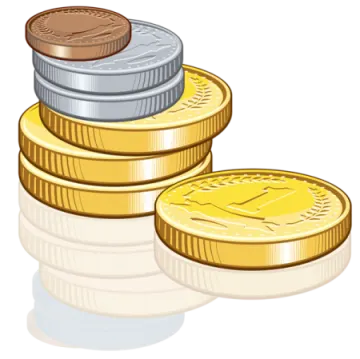 a stack of gold and silver coins
