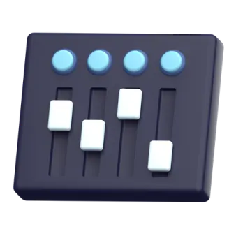 a blue and white button on a white background