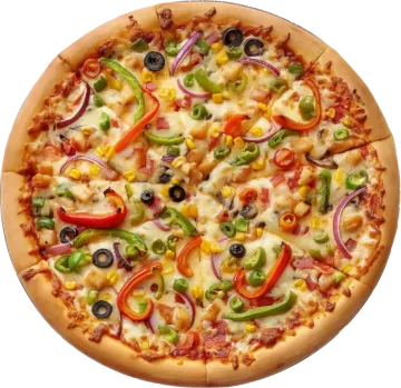 a pizza with different toppings and toppings on it