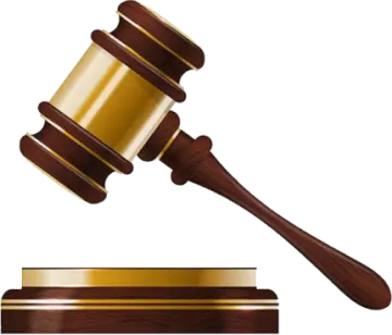 a wooden judge's gaven with a white background