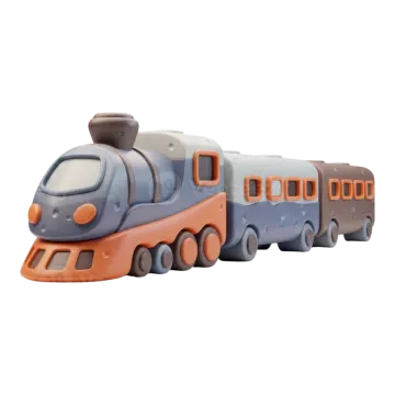 a toy train on a white background