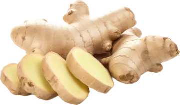 a close up of some sliced ginger on a white background
