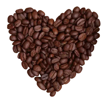 coffee beans in the shape of a heart