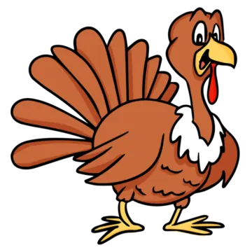 a cartoon turkey with its wings spread out