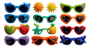 a set of sunglasses with different colors and designs
