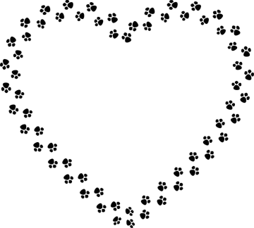 a heart made out of paw prints