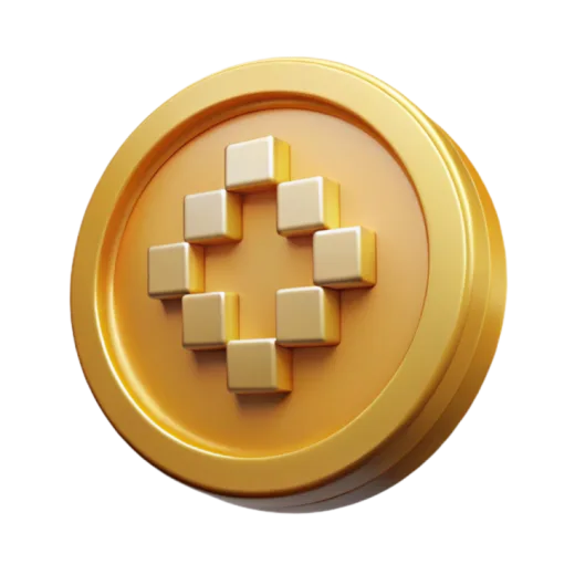 a golden button with four squares on it