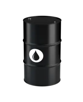 a black barrel with a white logo on it