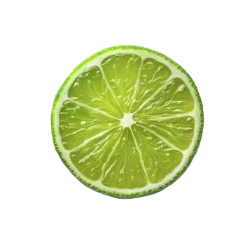 a slice of lime on a white background