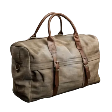 a brown and white bag on a white background