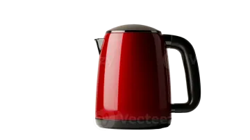 a red kettle on a white background