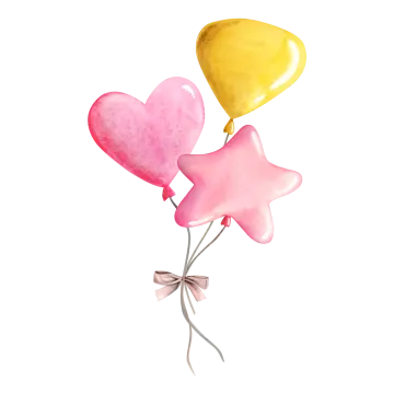 a watercolor painting of three hearts and a star